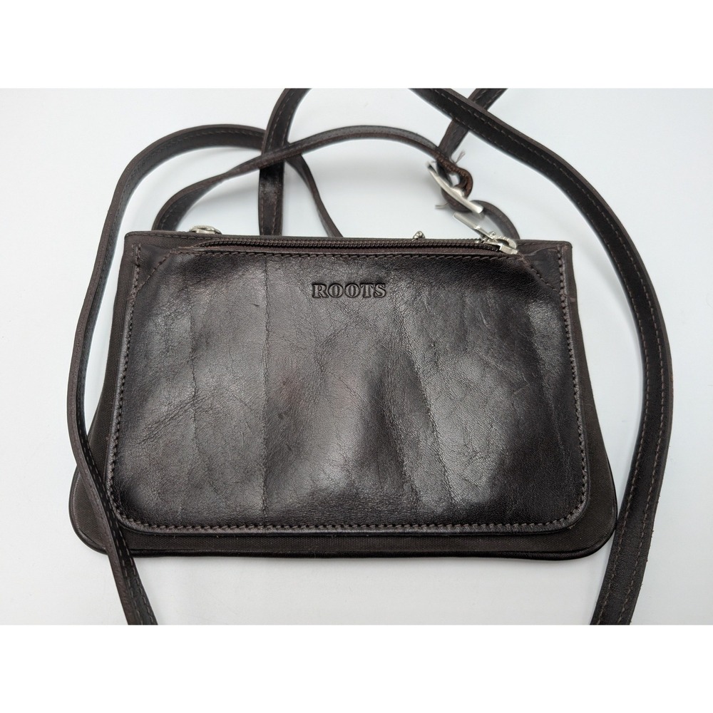 Roots Crossbody Bag Women Small Brown‎ Leather Canvas Canada Belt Bag Mini